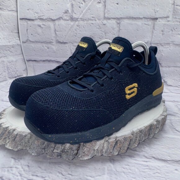 Skechers Women's Blue Bulkin Composite Toe Non Slip Work Safety Shoe Size 8.5 - Picture 4 of 13